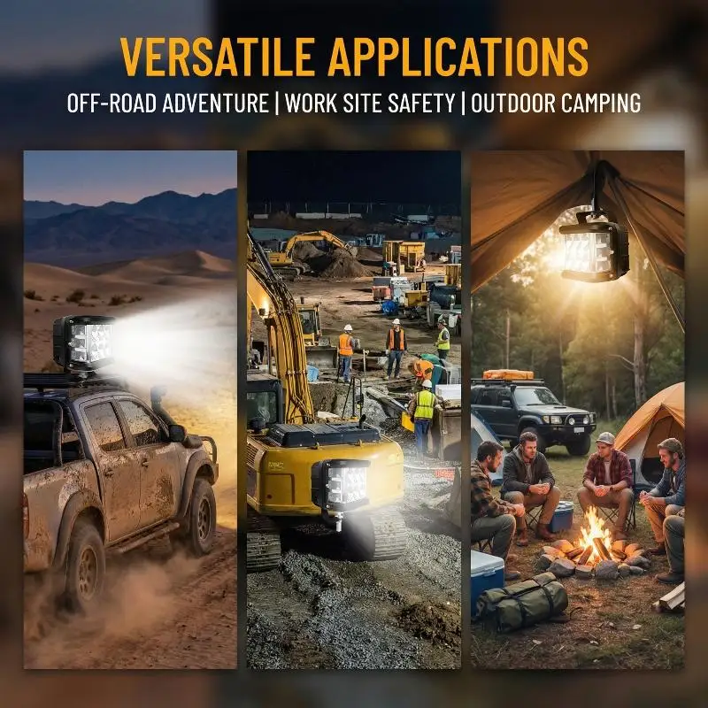 

4"LED Work Dual Side Shooter Pod White & Amber Strobe Lamp Off Road Flashing Light For Car Truck Pickup Boat Suv