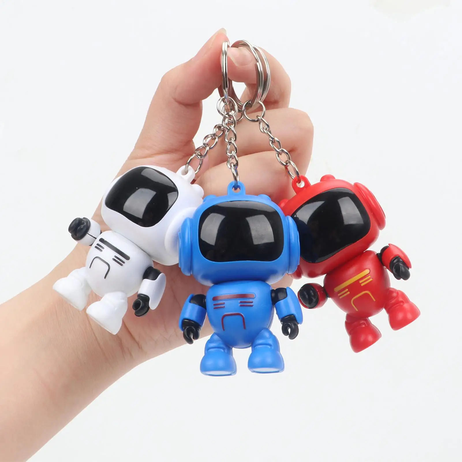 Breloczek Robot Ruchomy Przegubowy Wisiorek Robot Świecące Oczy Breloki do Plecaków dla Kobiet Mężczyzn Torba Portfel Tornister