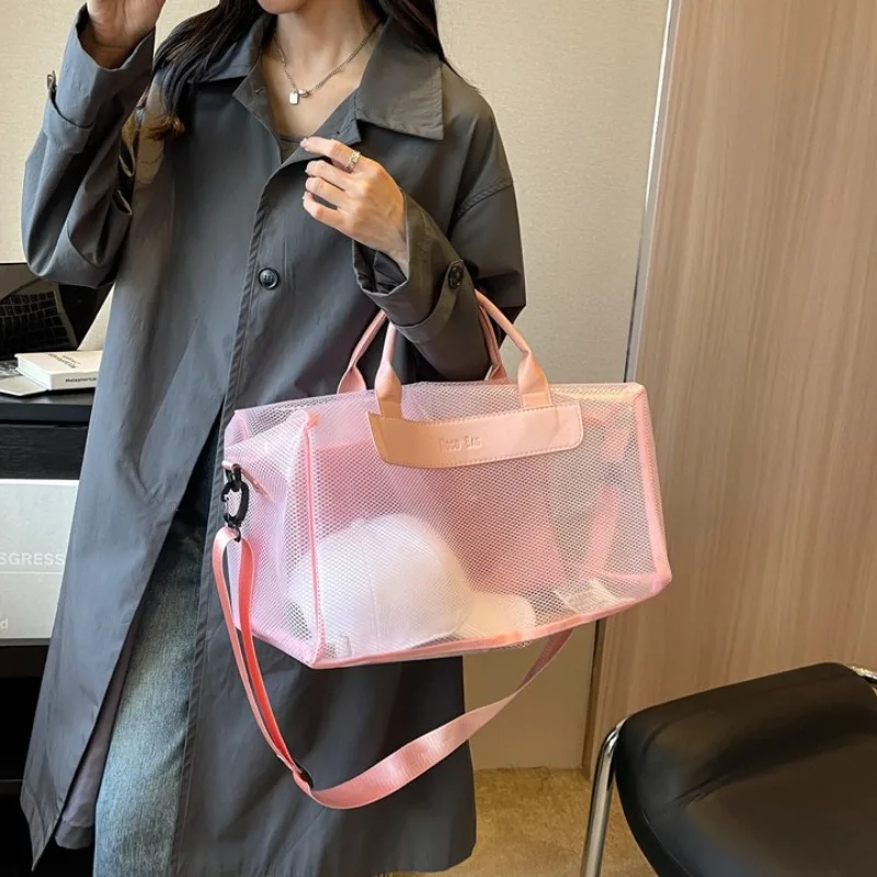 1pcs Large Capacity Transparent Sports Beach Gym Bag Simple Fashion Swimming Storage Bag Travel Handheld Bags