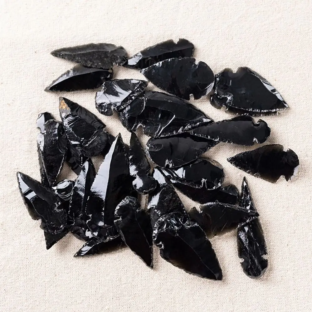 1PC Creative Black Natural Obsidian Arrow Gemstone Reiki Healing Black Crystal Pendant Handmade DIY Material Lucky Charm