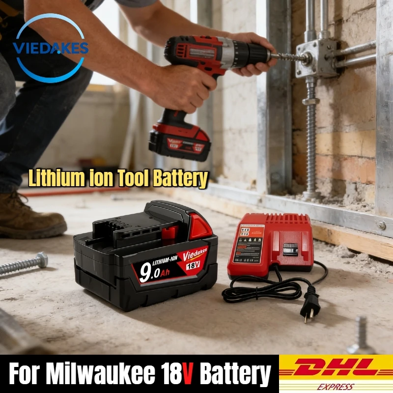 

18V universal 9.0Ah Rechargeable Battery, for Milwaukee 18V battery Compatible 18V Tool Models, 48-11-1850 48-11-1860 48-11-1840