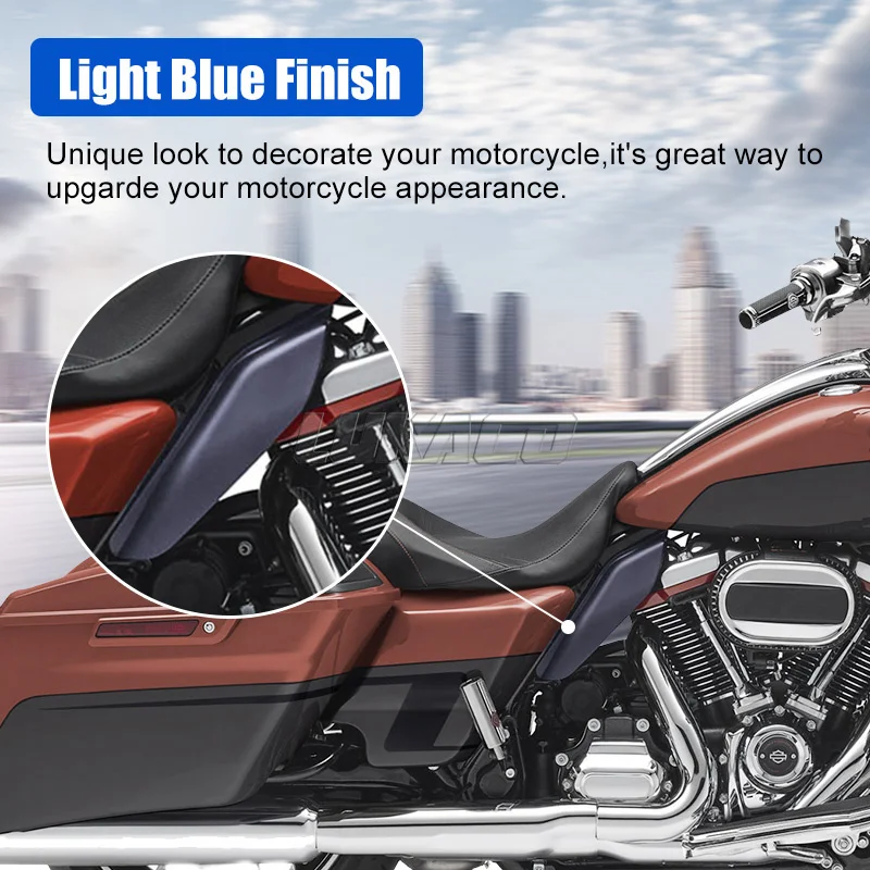 Motorcycle Mid-Frame Light Blue Air Heat Shield Deflector Cover For Harley Touring Road King Street Glide Ultra Limited 09-16