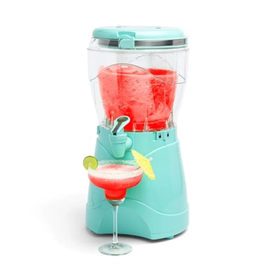 

Home frozen drink maker: stainless steel slushy machine, aqua, 128-oz capacity, double insulated, easy-clean flow spout
