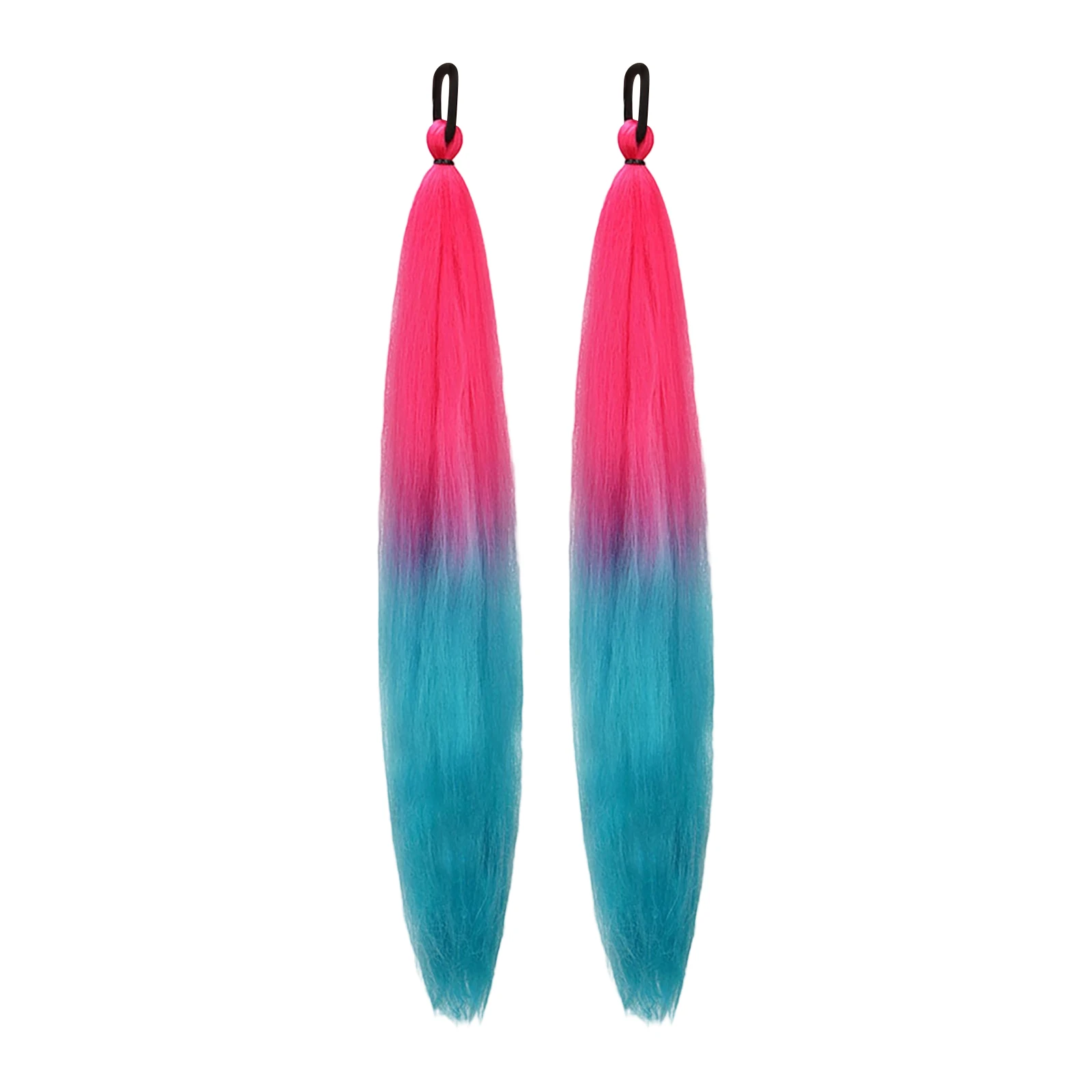 Gradientowy Prosty Kucyk z Gumką do Włosów Anime Kolorowe Warkocze Kucyk Doczepiane Włosy Akcesoria do Włosów Rekwizyty