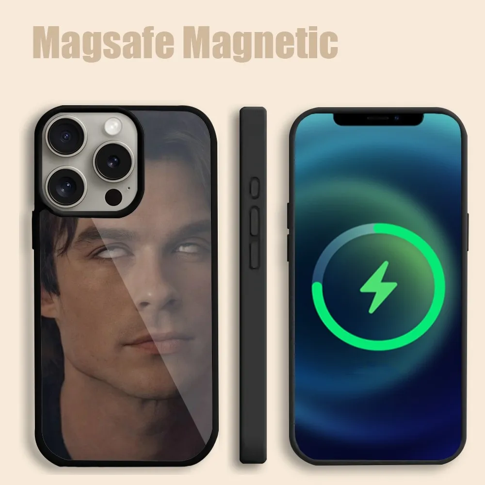 The Vampire Diaries Damon Salvatore  Phone Case For iPhone 15 14 13 12 11 Pro Max Plus Magsafe Magnetic Wireless Charging Cover