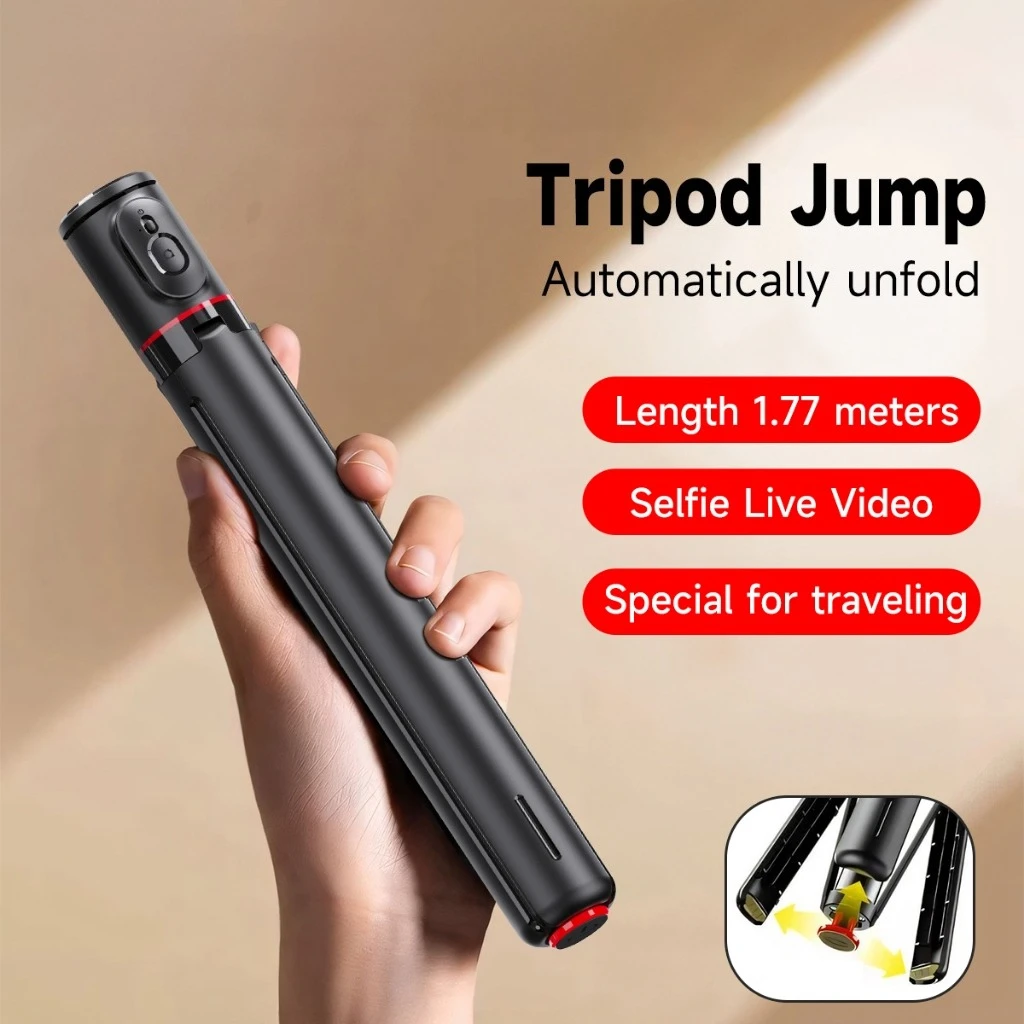 

1.77m Selfie Stick Tripod Auto Pop-Open Stand with Bluetooth-Compatible Magnetic Remote Control TT01 Drop Automatically Tripod