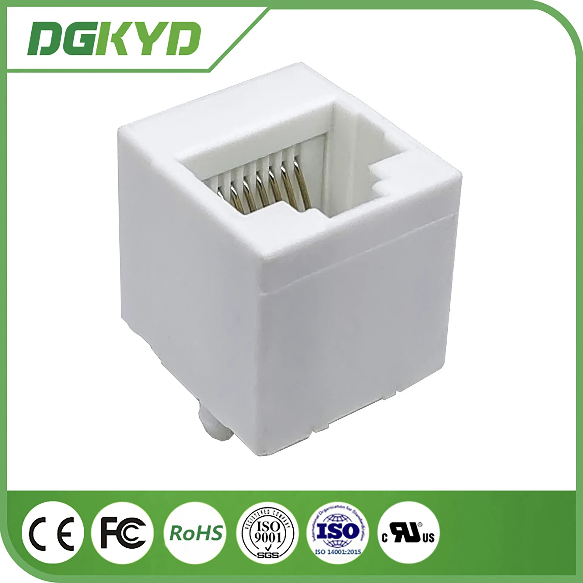 Para conector DGKYD52241188IWC1DY1027 8P8C RJ45, enchufe de red, sin luz 180 grados