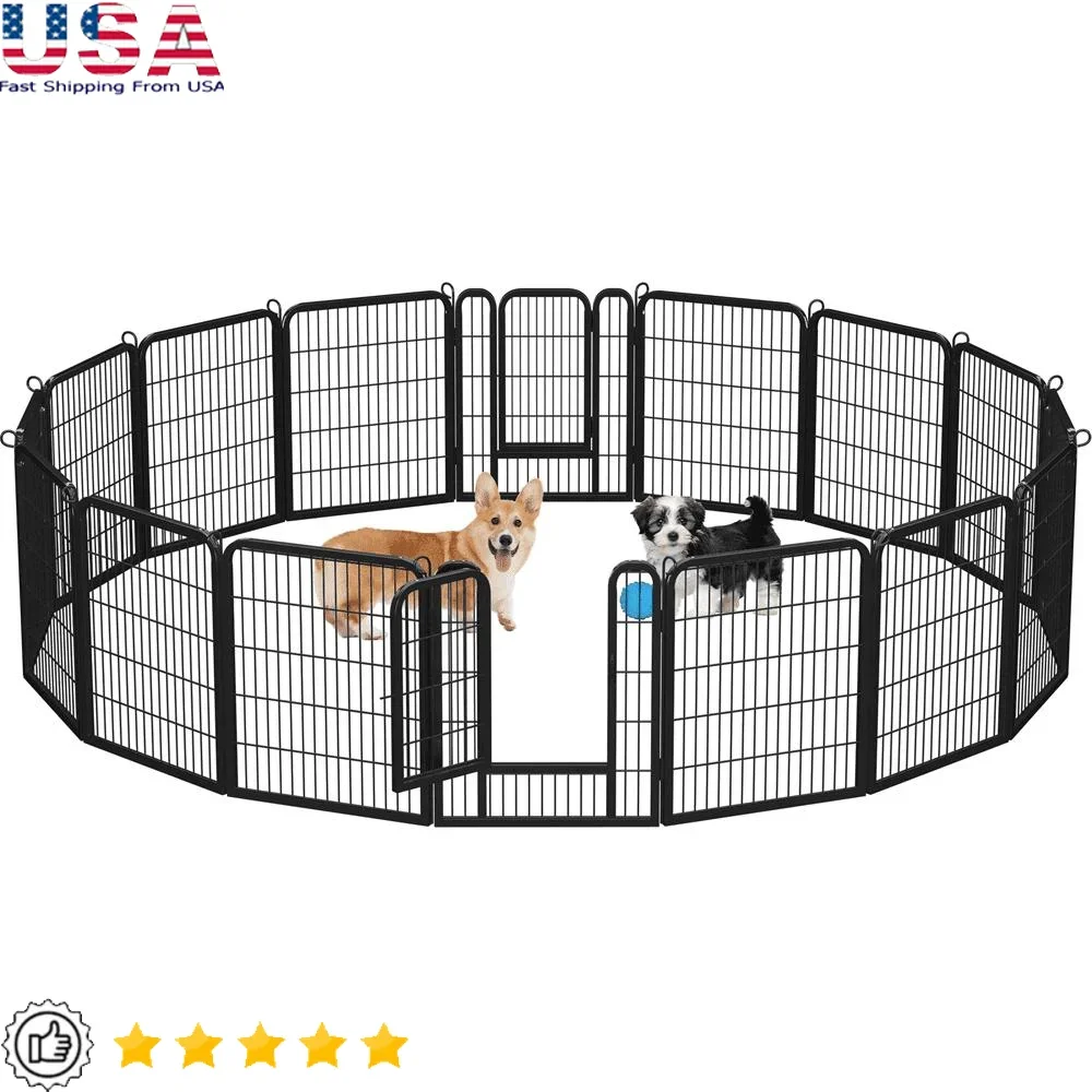 

16 Panel Metal Dog Playpen Indoor Outdoor Heavy Duty Pet Fence Portable Exercise Yard Enclosure Dogs Rabbits Ducks Travel