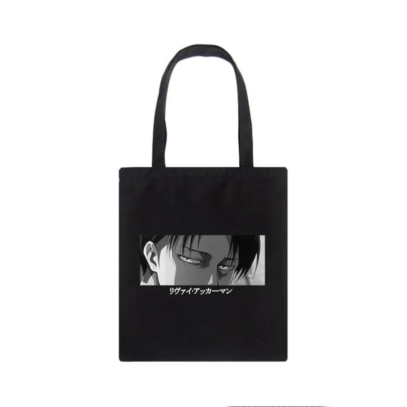 Titans Attack Canvas Gift Bag Large Capacity Harajuku Female Fashion Shoulder Bag Anime Black Ulzzang Cartoon Women Shopper Bags