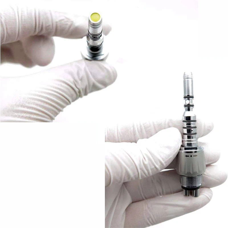 

de n t a l Быстроразъемное соединение Адаптер оптоволоконного наконечника Светодиодный 2/4/6 отверстий Подходит для высокоскоростных стоматологических ручных инструментов