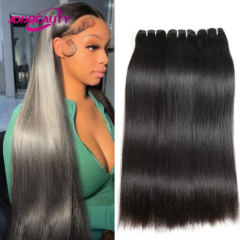 

Addbeauty Straight Unprocessed Raw Virgin Hair Brazilian Human Hair Bundle One-Donor Human Hair Weft Natural Color Double Drawn