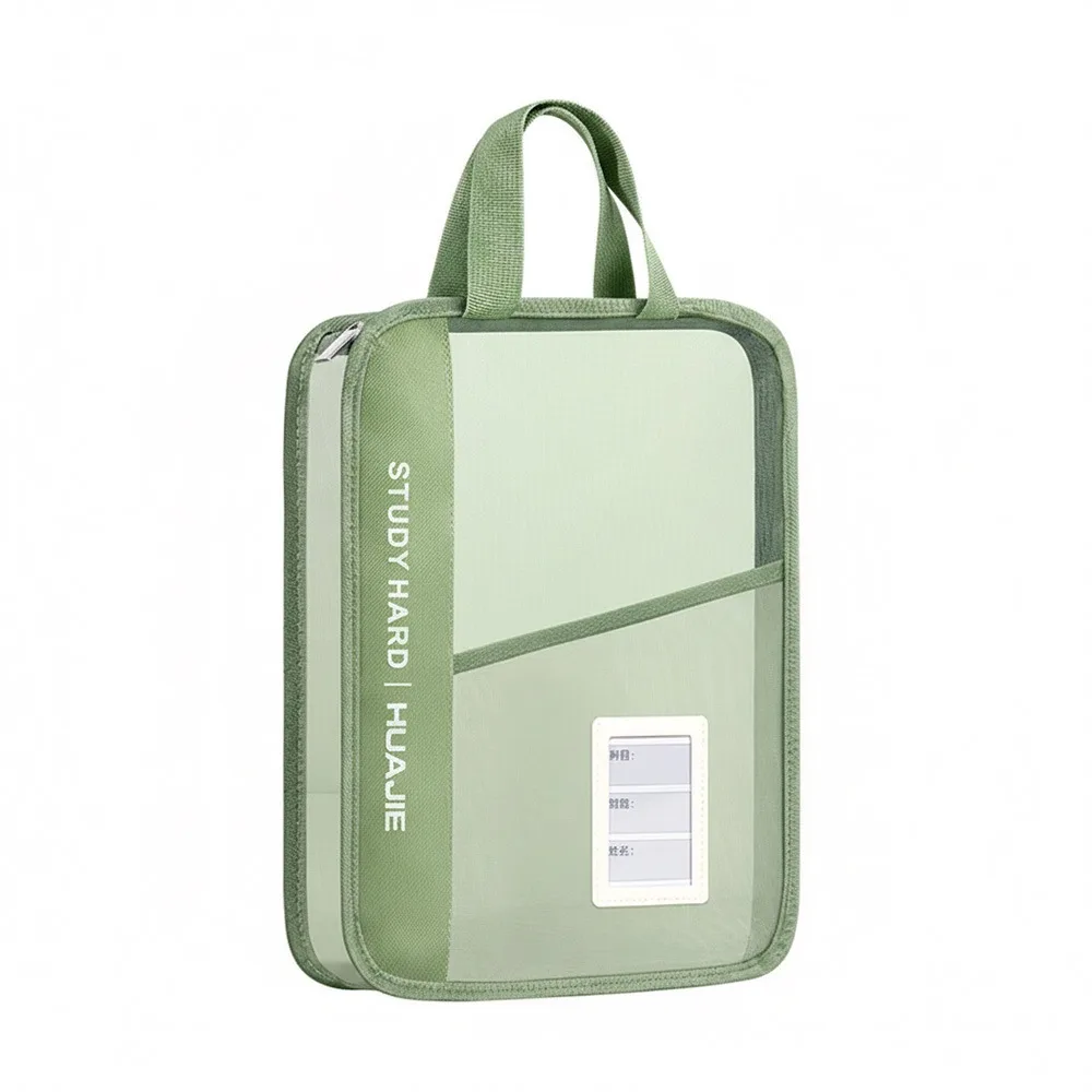 

New Mesh Opening File Bag Large Capacity Zipper Closure Handheld File Bag L-Shaped Storage Bag Student