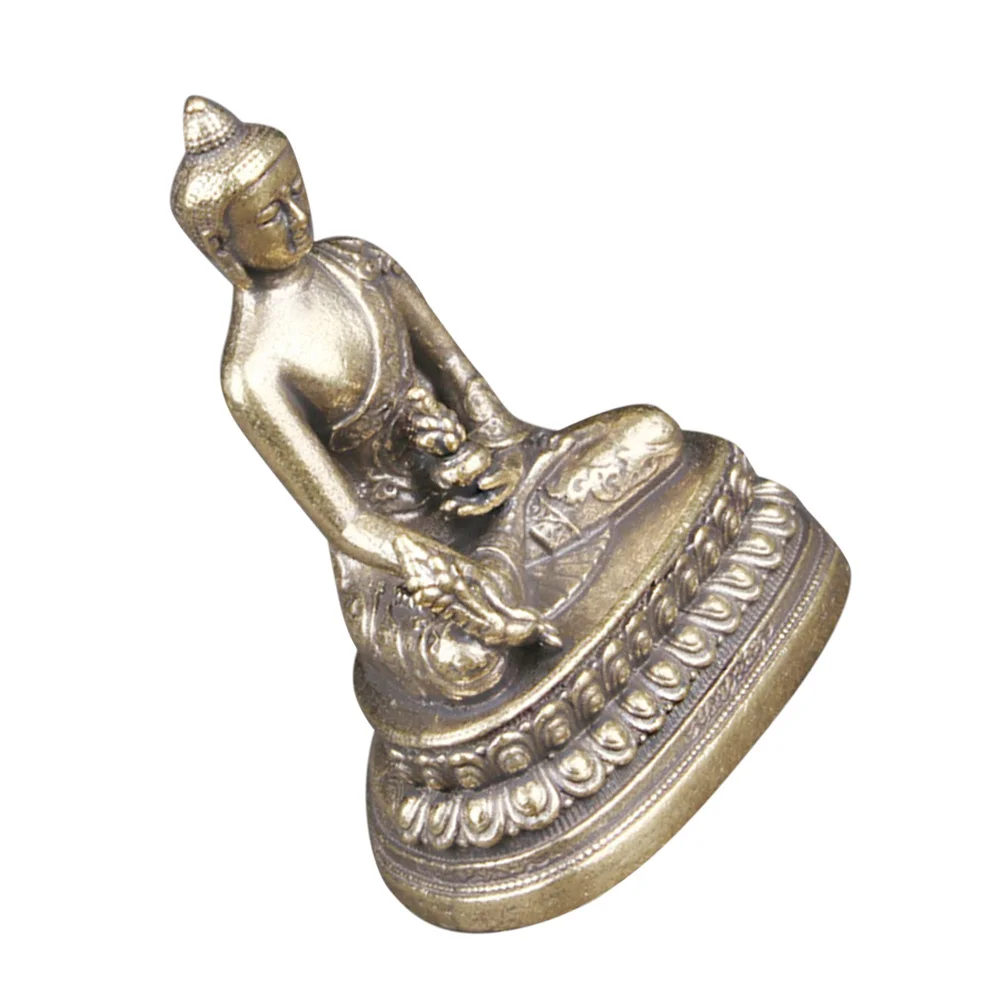 Vintage Brass Buddha Sculpture Compact Size Desktop Decoration for Home Brass Buddha Figurines Vintage Crafts Home Supplies