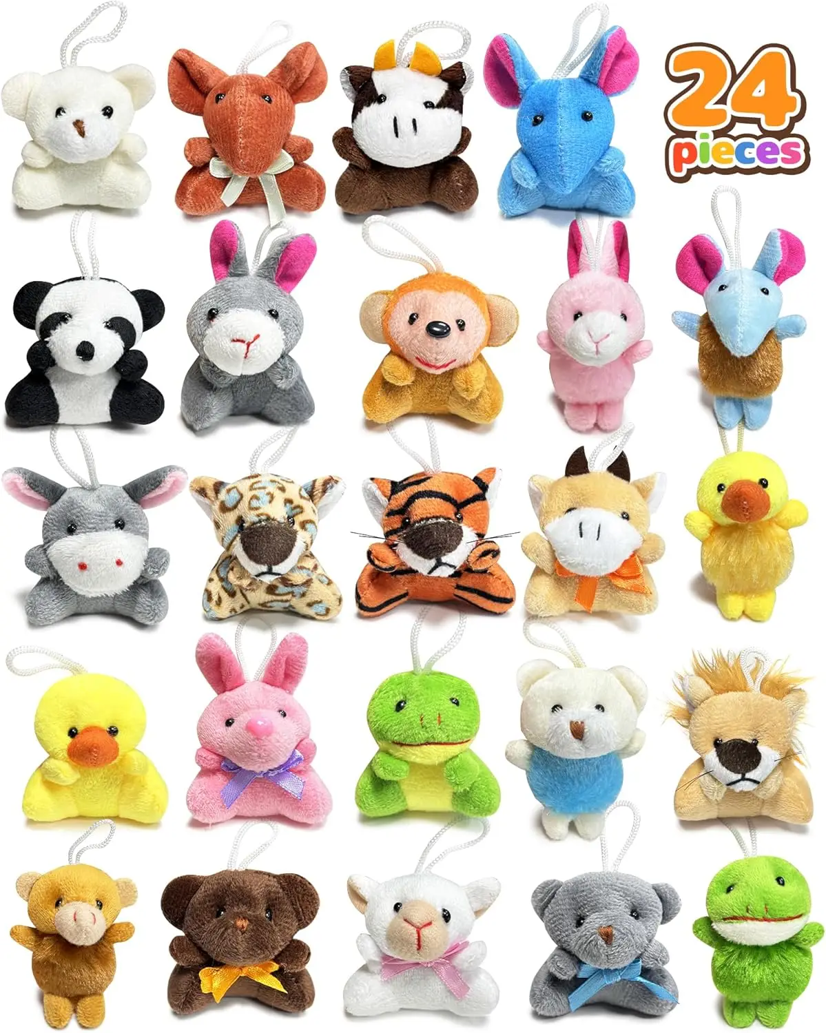 

24 Pack Mini Plush Keychain Party Favors, Bulk Treasure Box Toys for Classroom Prizes and Easter Goodie Bags