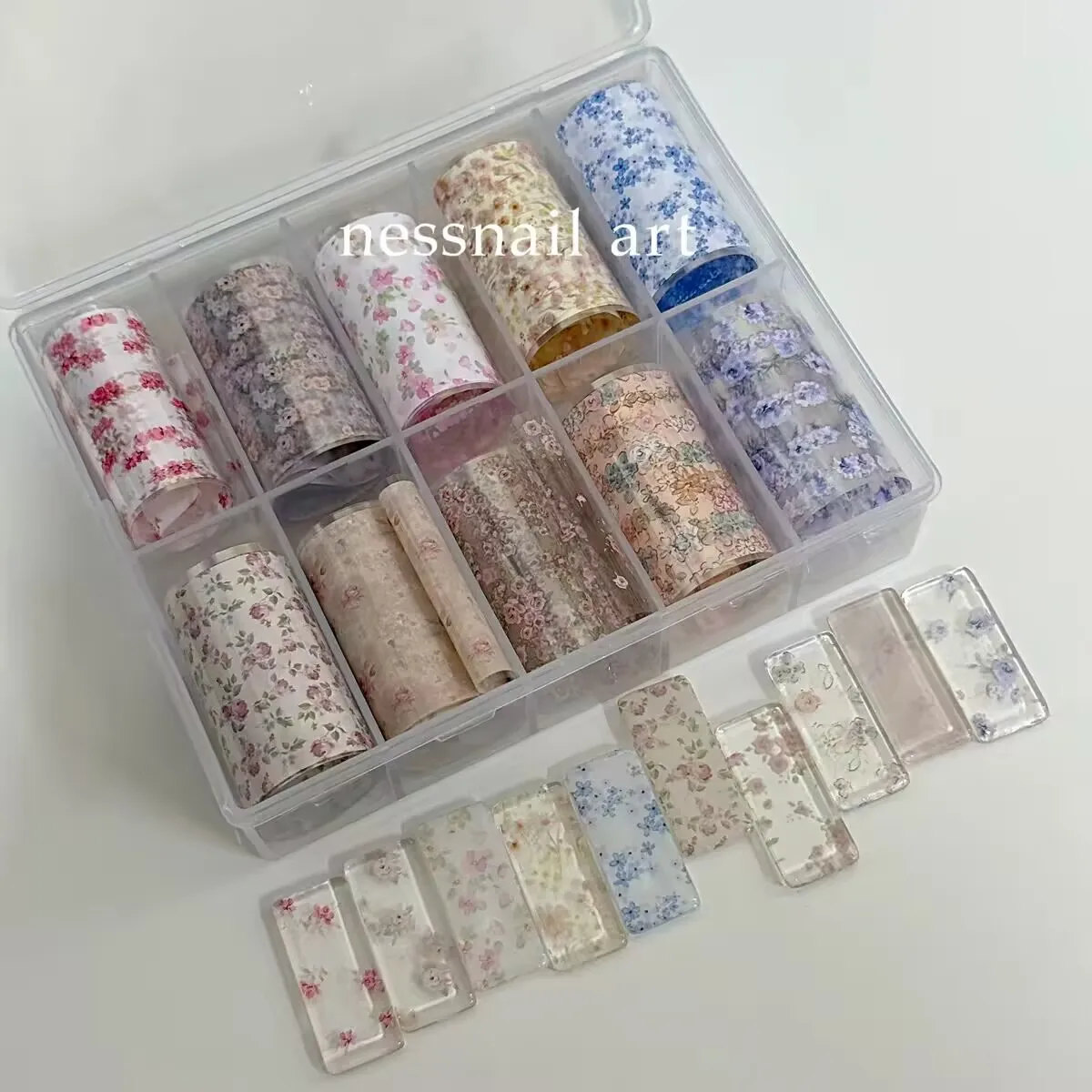 10Rolls Flower Lace Plaid  Bow  Nail Foils Transfer Paper  Nail Art Stickers  Manicure Set Decal  Nails Decoration