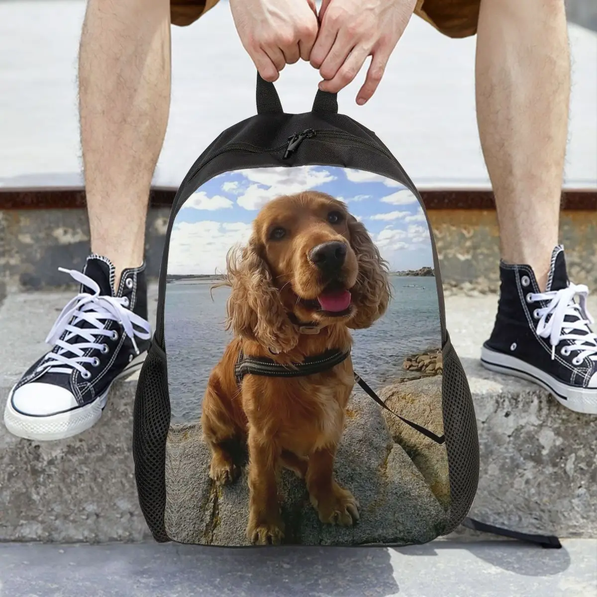 

Funny Cool Cocker Spaniel Dog Animal Backpack Daypack Large Capacity Children BookBag School Bag Shoulder Bags for Men Women