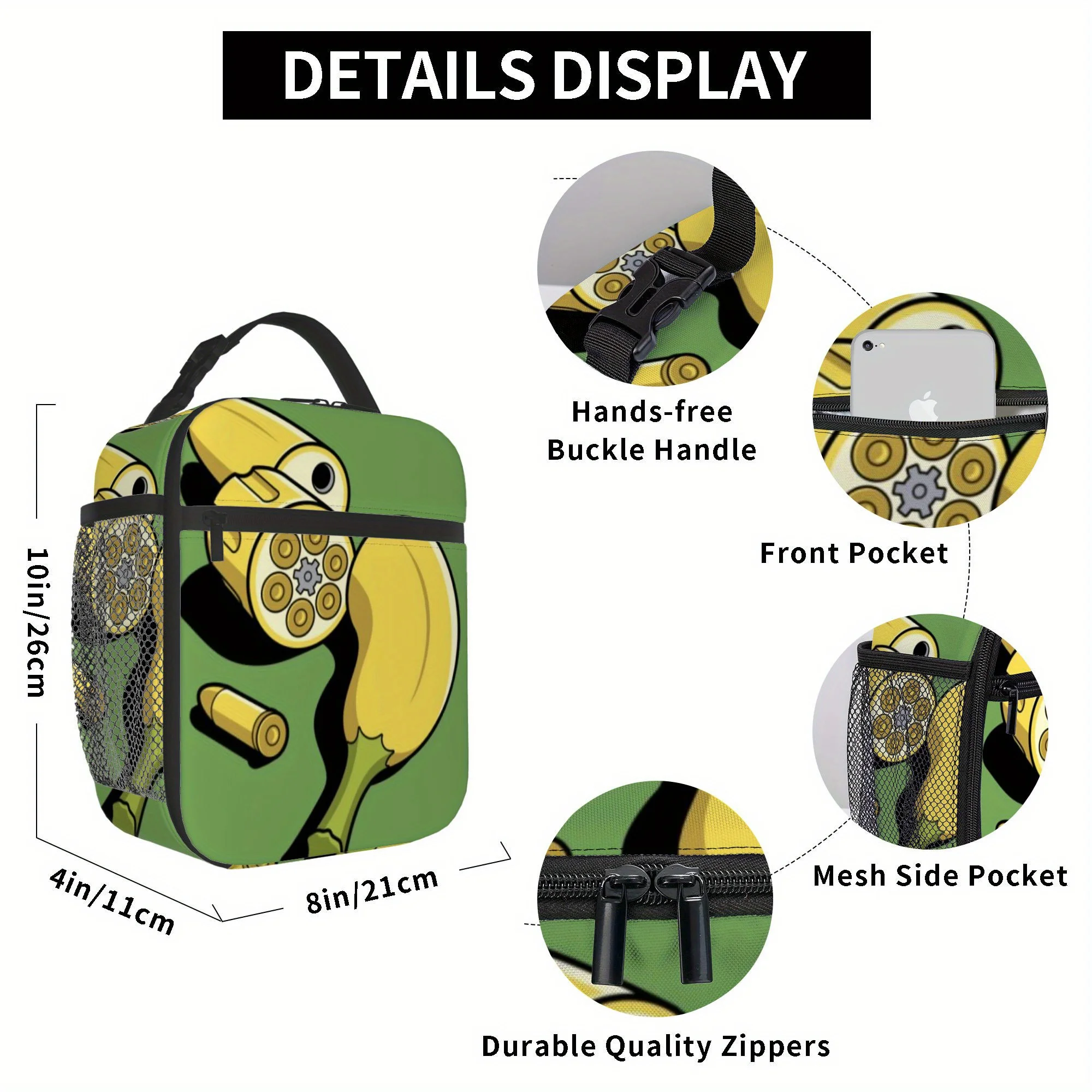 1pc Banana Gun Bullets Design Thermal Insulated Bag - Funny Novelty Gun-Shaped Cooler with Bullet Casings Banana Portable