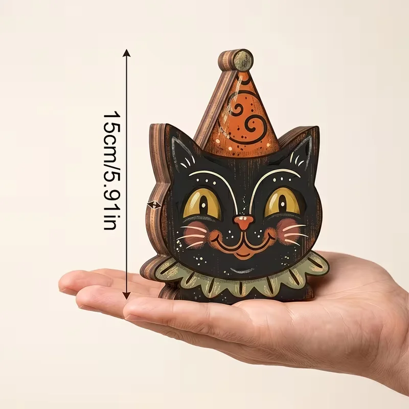 Halloween-Innendekoration, Vintage-Holzblöcke zur Regaldekoration, Einweihungsgeschenke – Detail 2