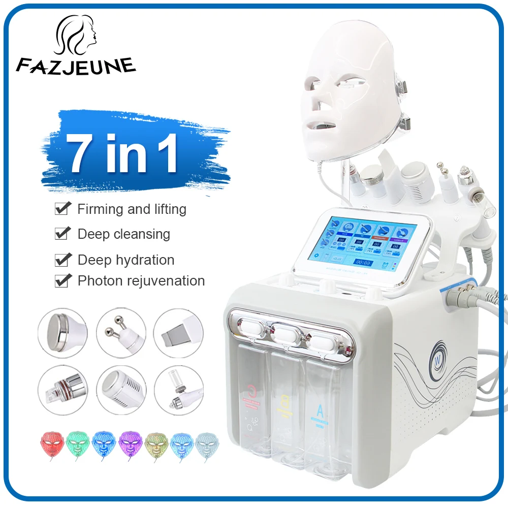 

7IN1 Hydrogen Oxygen Facial Machine H2O2 Hydro Small Bubble RF Lifting Tightening Blackhead Removal Facial Spa Rejuvenation tool