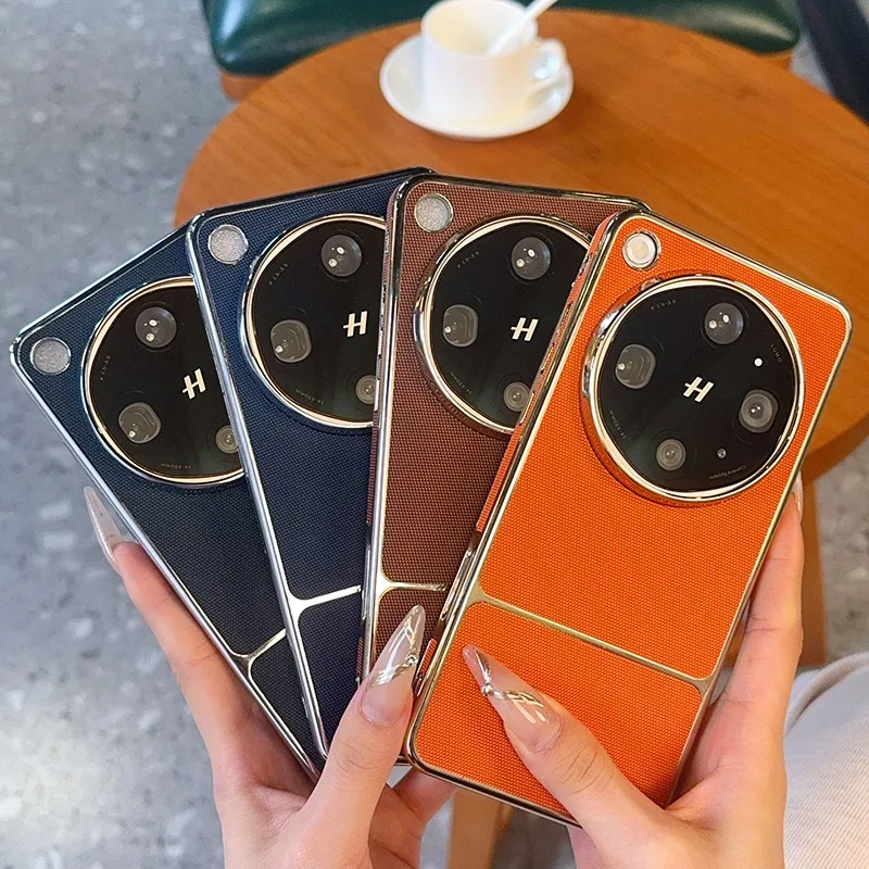 Luxury Electroplated Woven Leather Case for OPPO Find X9 Ultra/X9s Pro Built-in Magnetic Fashionable High-End Side Leather Cover
