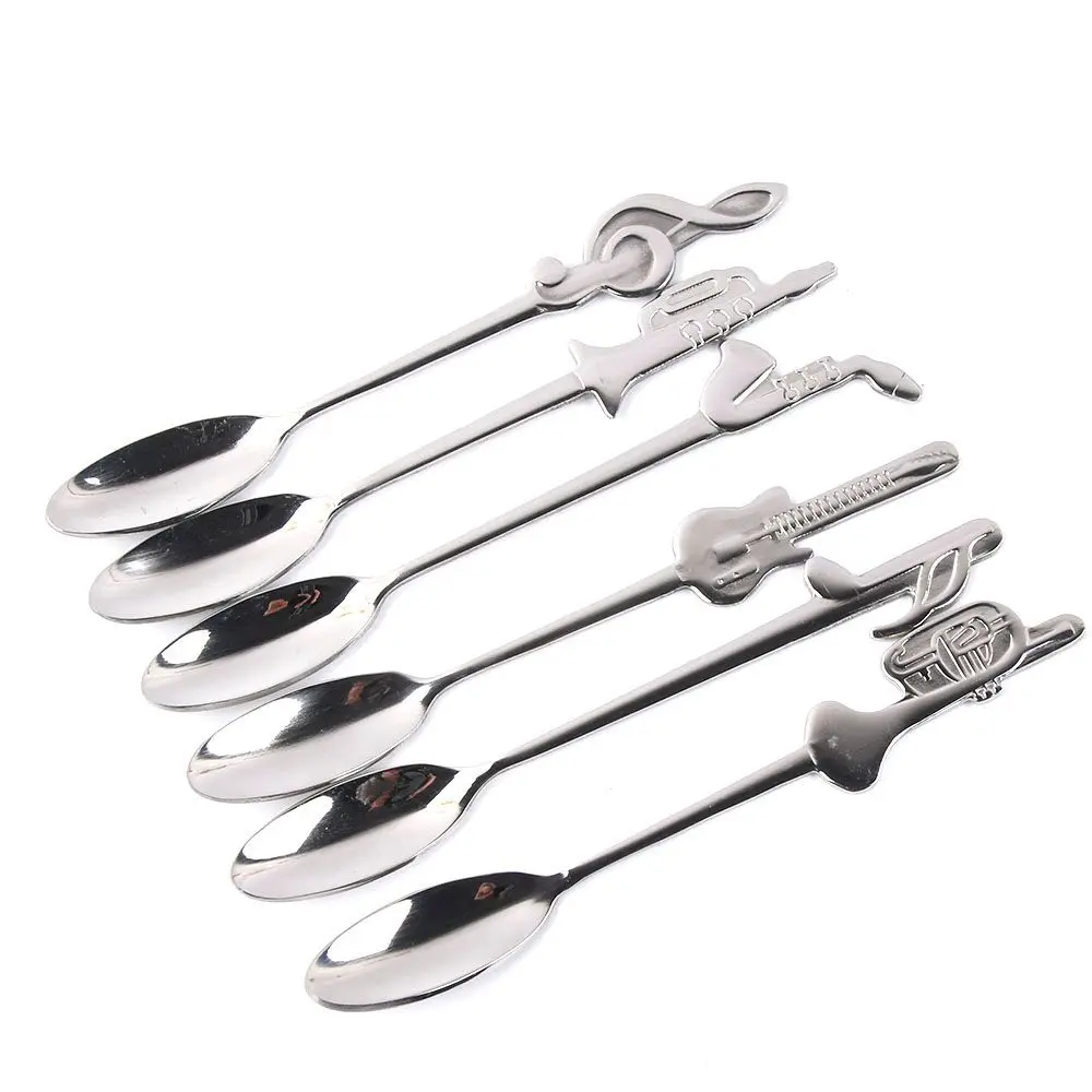 1pc Stainless Steel Coffee Tea Spoon Music Symbol Long Handle Creative Spoon Drinking Tools Kitchen Gadget Flatware Tableware view 4