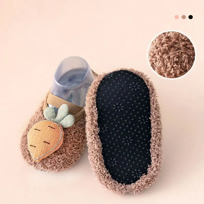 Warm Plush Baby Slippers Autumn Winter Toddler Floor Sock Shoes Boy Girl Children Soft Anti-slip Walking Shoes Indoor Kids Shoes