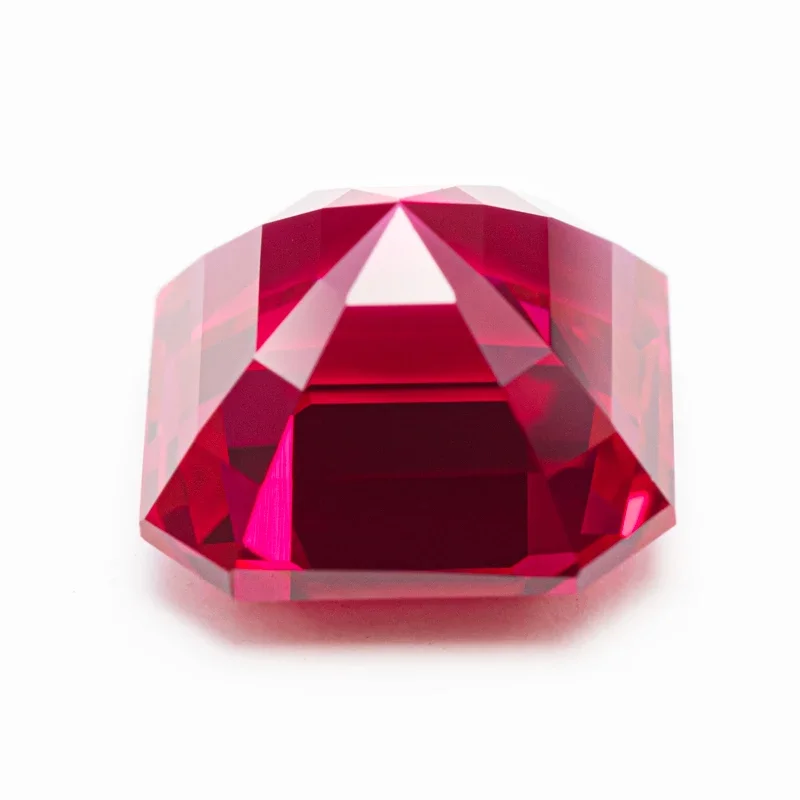 Praça Asscher Cut Gemstone Encantos, Laboratório Top Grown Ruby, Cor Vermelha, VVS1, DIY Fazer Jóias, Material Selecionável, Certificado AGL