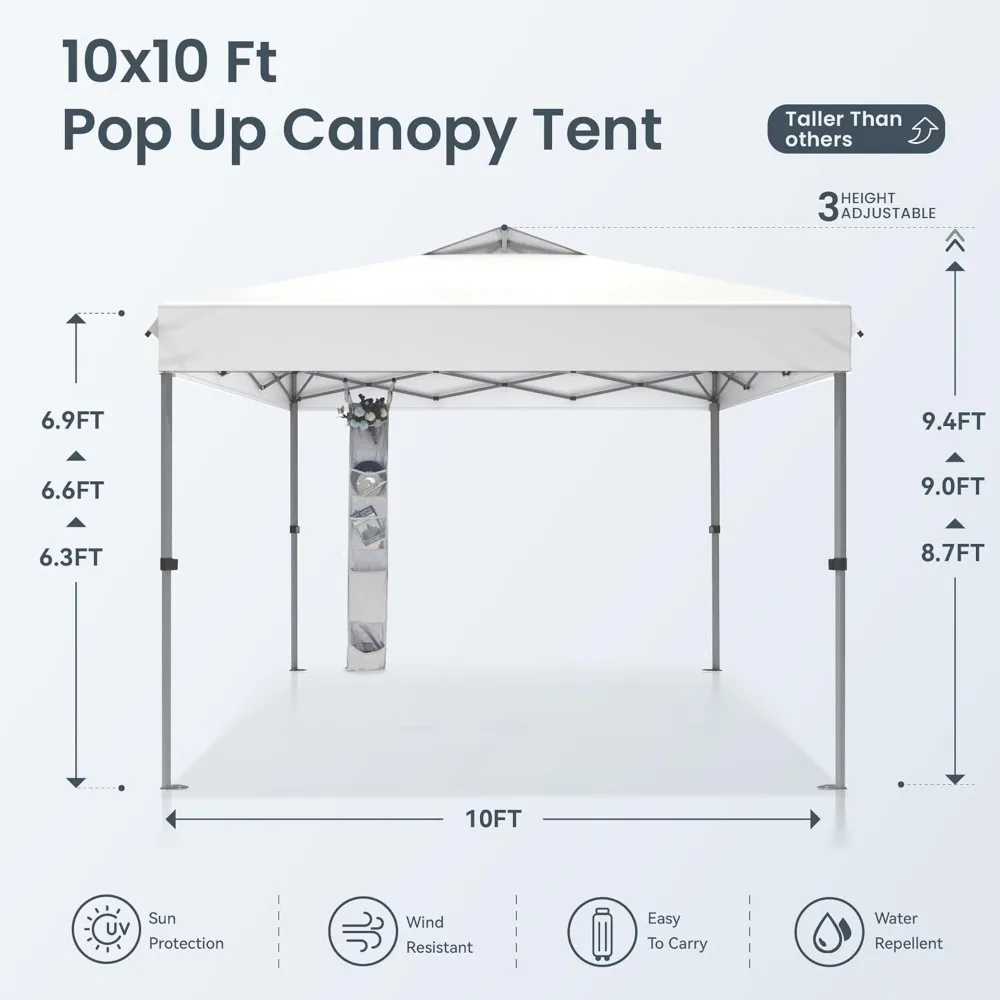 خيمة بمظلة منبثقة فورية مقاس 10 × 10 مع إعداد دفع واحد للشاطئ والمناسبات - سقف بفتحات تهوية، مساحة تخزين سهلة، مثالية للظل الخارجي