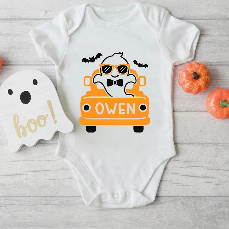 

Halloween The Boo Newborn Baby Autumn Bodysuits Infant Short Sleeve Cotton Baby Boy Girl Jumpsuit Spooky Season Onesies Outfits