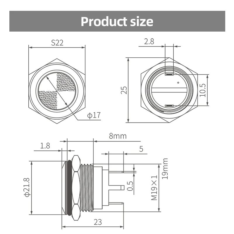 Lampa sygnalizacyjna LED 19 mm ze śrubą 2-pinową do sprzętu telekomunikacyjnego dystrybucji zasilania Metalowe lampki kontrolne Napięcie 220 V