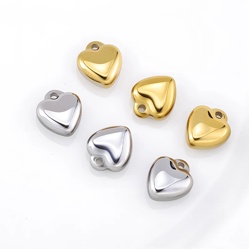 

5Pcs Stainless Steel Charms 10mm Gold Heart Pendant Beads for Earring Bracelet Necklace Jewelry Making Materials DIY Accessories