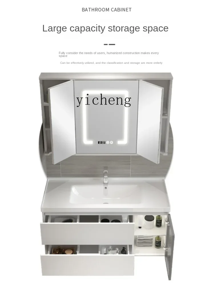 i10.10-Smart Bathroom Cabinet Combination Folding Mirror Cabinet Washstand Hand Washing Washbasin Cabinet