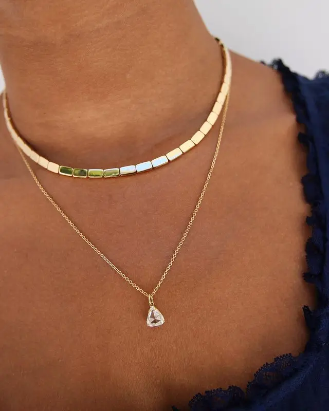 

Simple High Polish Bar Charm Pendant Tennis Chain Necklace Gold Silver Plated Women Choker Chain Necklaces Punk Styles Jewelry