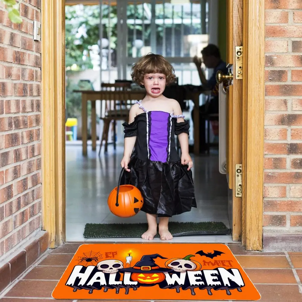 VIKAMA Halloween Decorative Doormat Halloween Home Entrance Door Mat Dirt-Resistant Dust-Resistant Wear-Resistant Easy Care Mat