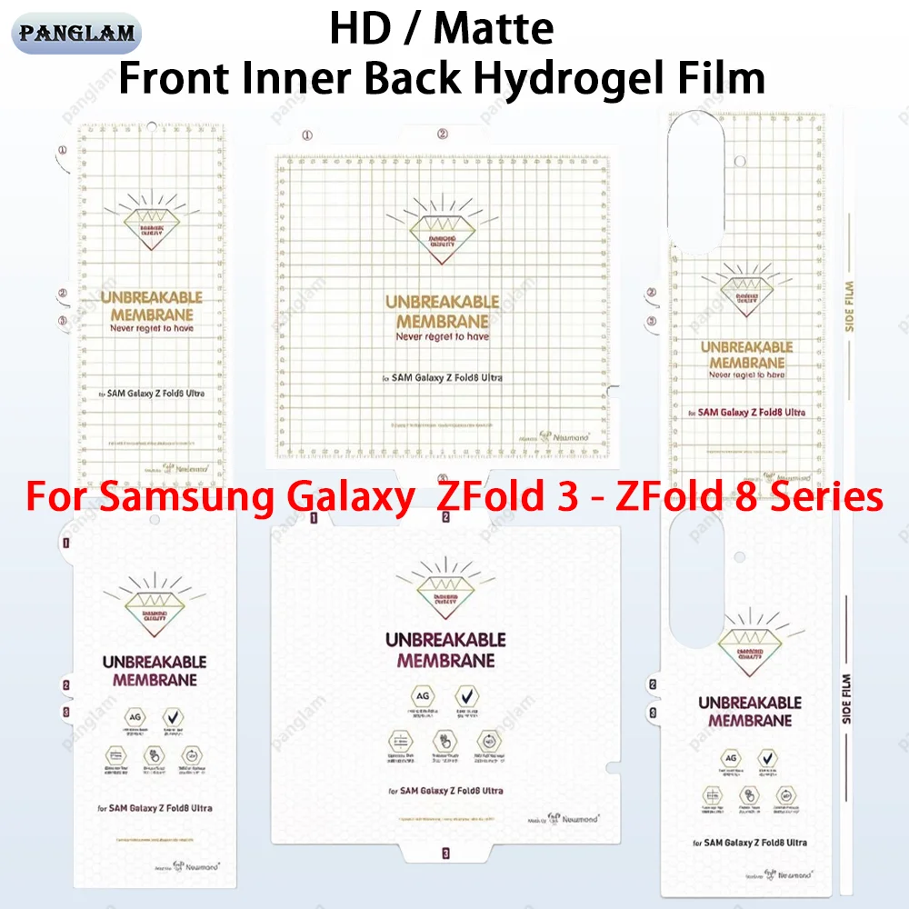 Image of HD / Matt Hydrogel-Folie für die Vorderseite, innere und äußere Rückseite für Samsung Galaxy Z Fold 8 Ultra Fold 7 6 5 4 Z Fold 3 HD Matt Displayschutzfolie