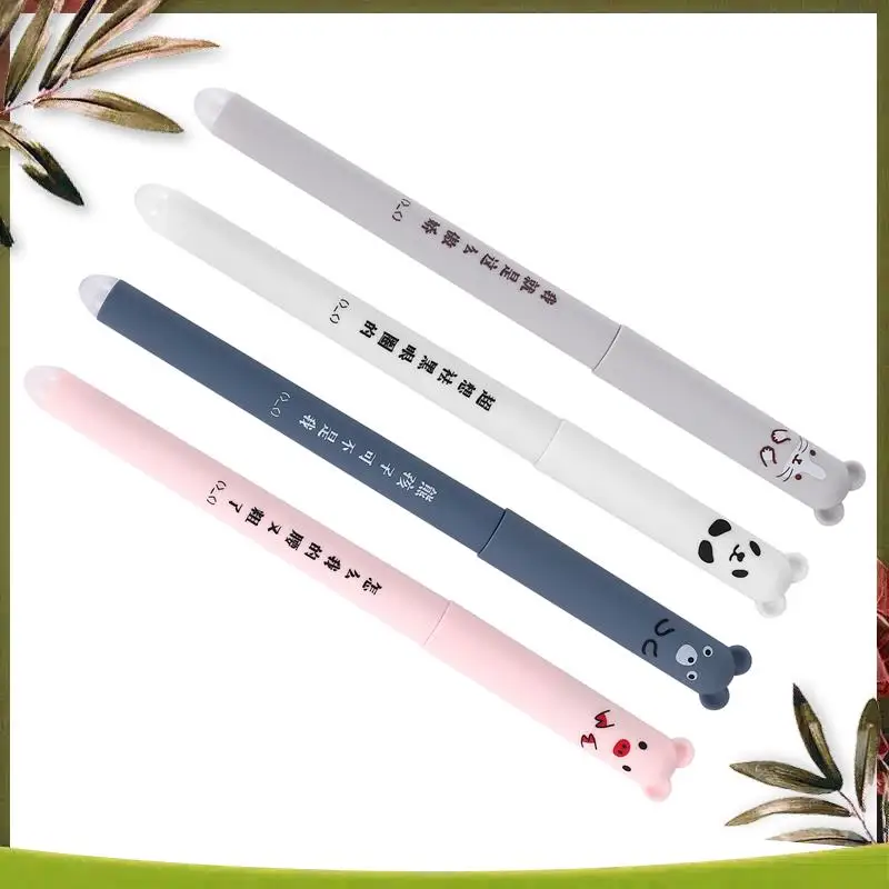 New-4 Pcs/Set Cute Animal Panda Mouse Erasable Gel Ink Pen 0.35Mm Gel Pen School Office Supply Gift Students Stationery