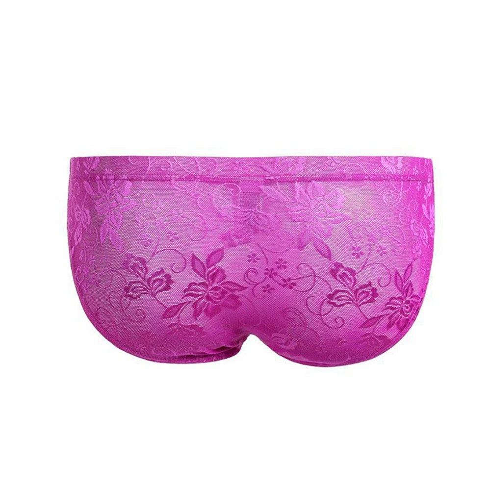 

Floral Lace Panties Bikini Mens Comfortable Underwear See Through Pouch Fashion Low Waist Triangle Briefs Shorts