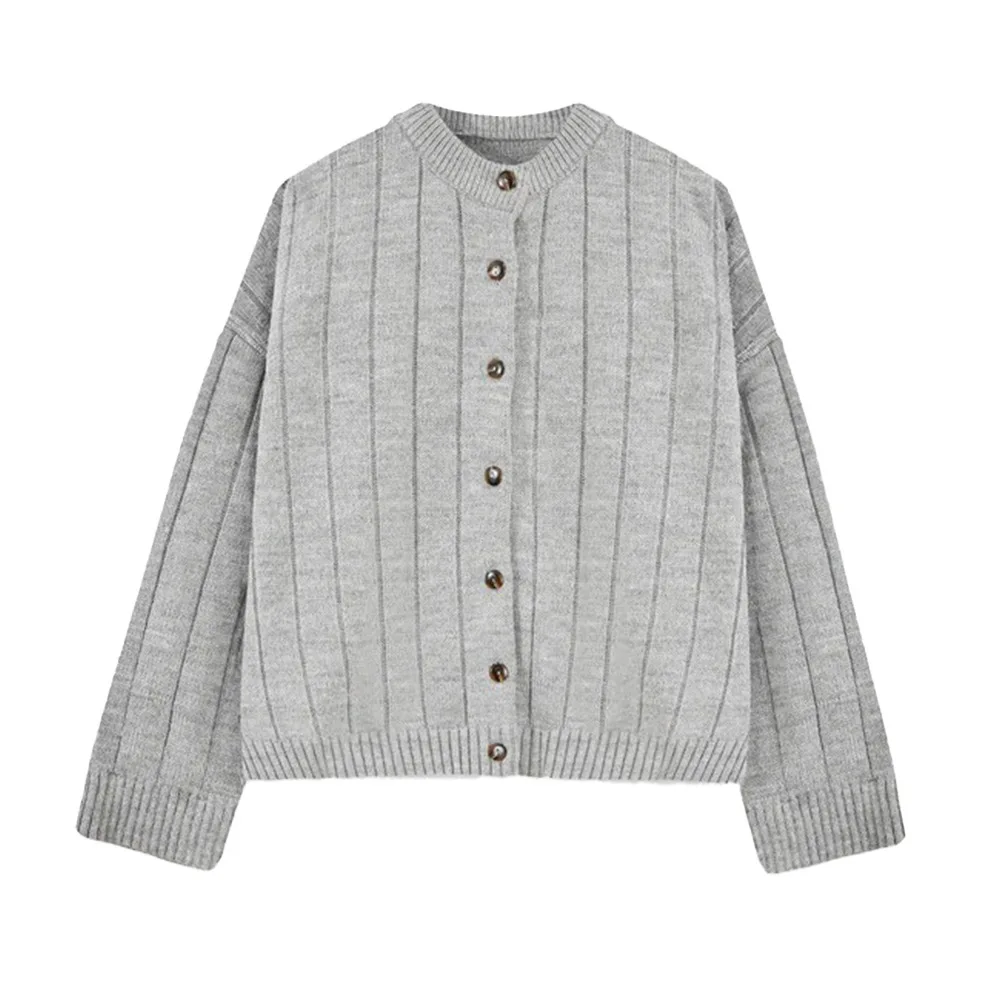 Loose Sweater Cardigan 2025 Autumn/winter Round Neck Sweater Knitted Cardigan for Women