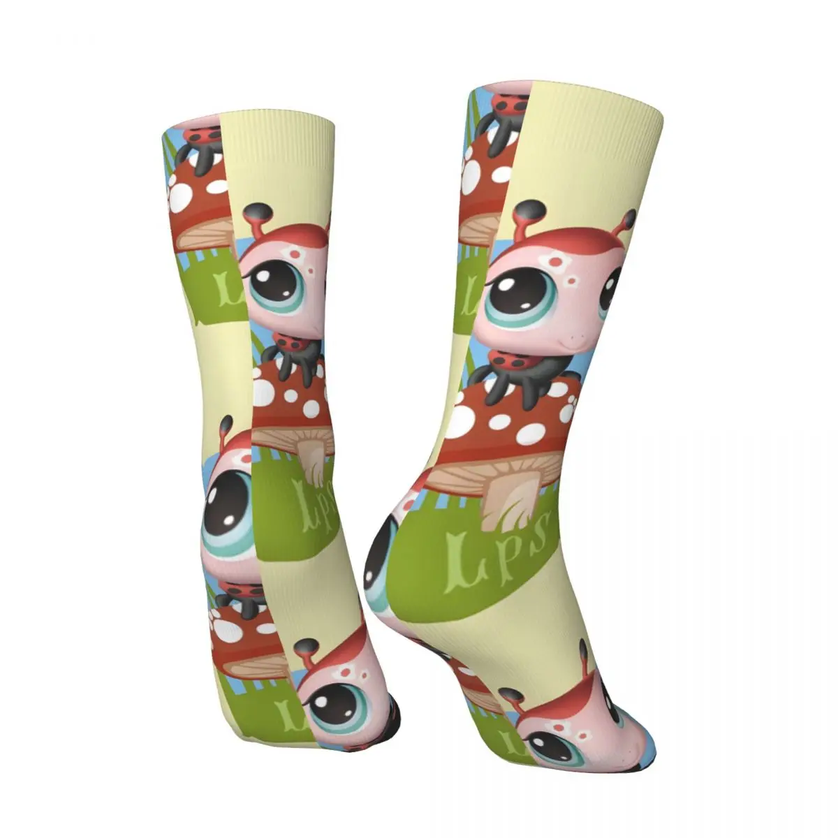 Happy Funny Ladybird Men's Socks Vintage Harajuku Littlest Pet Shop Hip Hop Novelty Seamless Crew Crazy Sock Gift Printed