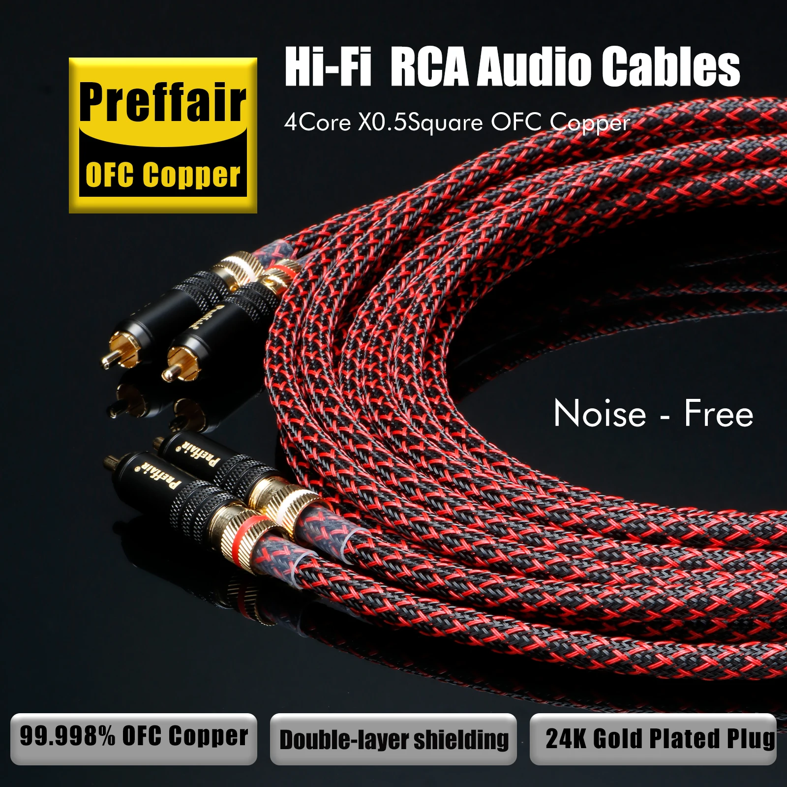 Par canare l4e6s 99.998% cabo de áudio de cobre ofc com banhado a ouro rca para rca interconectar