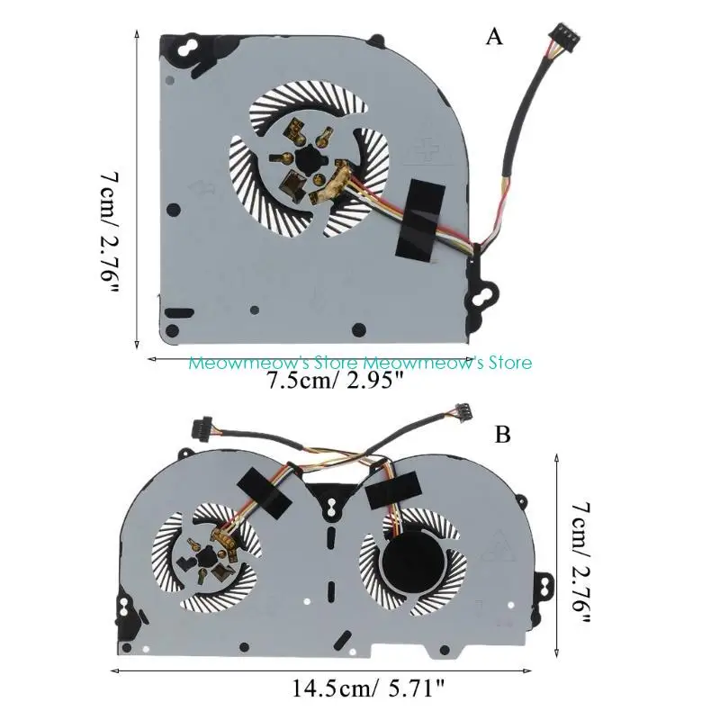 W91A CPU GPU RADIATOR RADIATOR การเปลี่ยนความเย็นพัดลมสำหรับ Clevo P950 P950HR P950ER T97 T96E T800 4 สายไฟพัดลมระบายความร้อนลวด