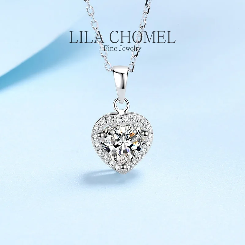 Ladys GRA Shining Heart Pendant Moissanite Diamond Necklace for Women Luxury Original PT950 Platinum Chain designer Fine Jewelry