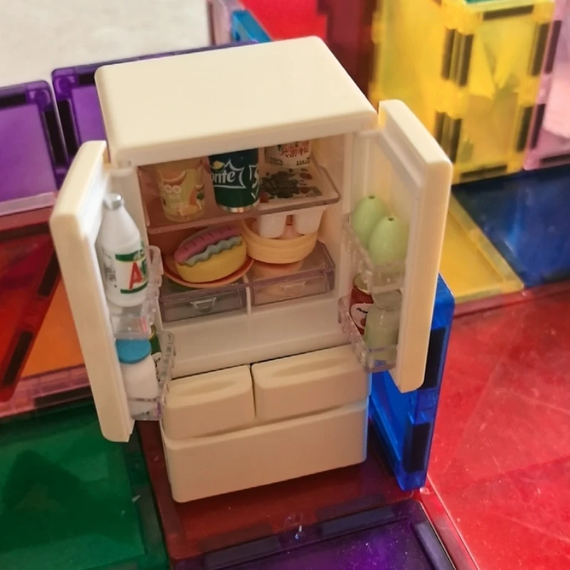 Mini Animal Family Dollhouse Cute Style Miniature Scene Fdouble Door Refrigerato Kitchen Freezer Accessories Dollhouse Kit Adult