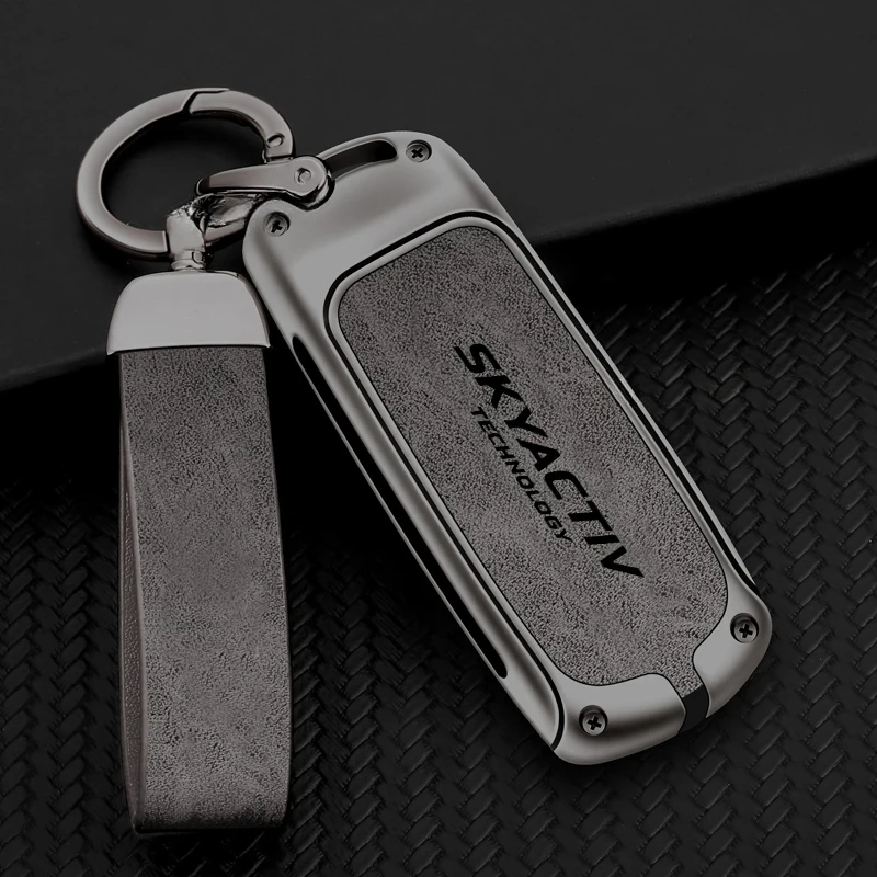 Car Key Cover Metal High-end Leather Remote Control Protective Case for Mazda Skyactiv 2014 2016 2017 2019 2020 Car Accessories