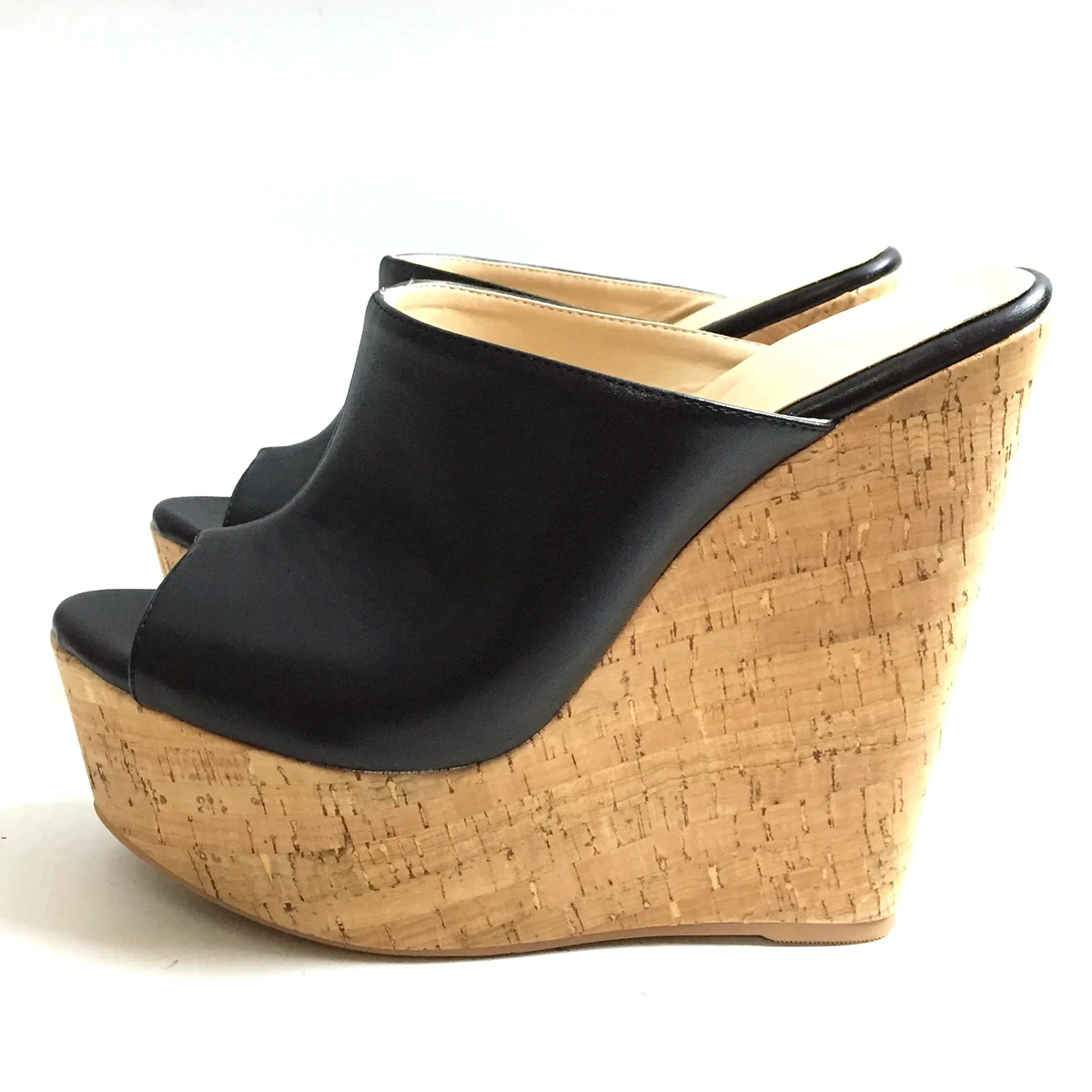 Sandalias de cuña con punta abierta para mujer, zapatos de plataforma altos, calzado informal sin cordones, color negro, personalizado, Verano