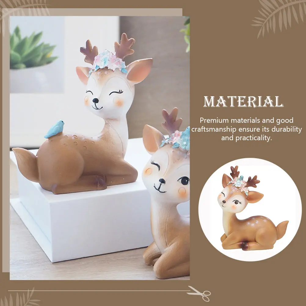 

4 Pcs Deer Decorations Figurines Figures Ornaments Funny Toys Modern Resin Animals Statue