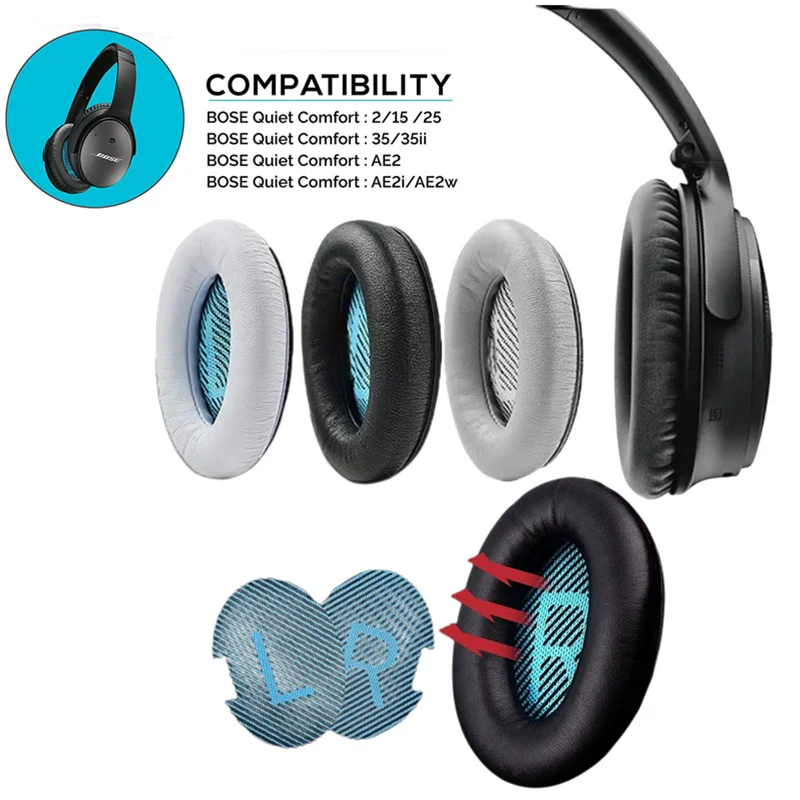 

Replacement Ear Pads For BOSE QuietComfort QC 2 15 25 35 qc35 QC35 QC25 QC15 AE2 SoundTrue Headphone Ear Pads Cover