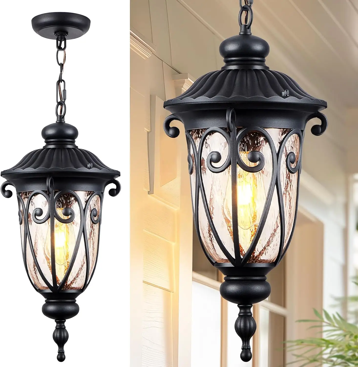 

Большие уличные подвесные светильники, черные, для крыльца, водонепроницаемые, в винтажном стиле, для входа в дом, 100% алюминиевые, антикоррозийные