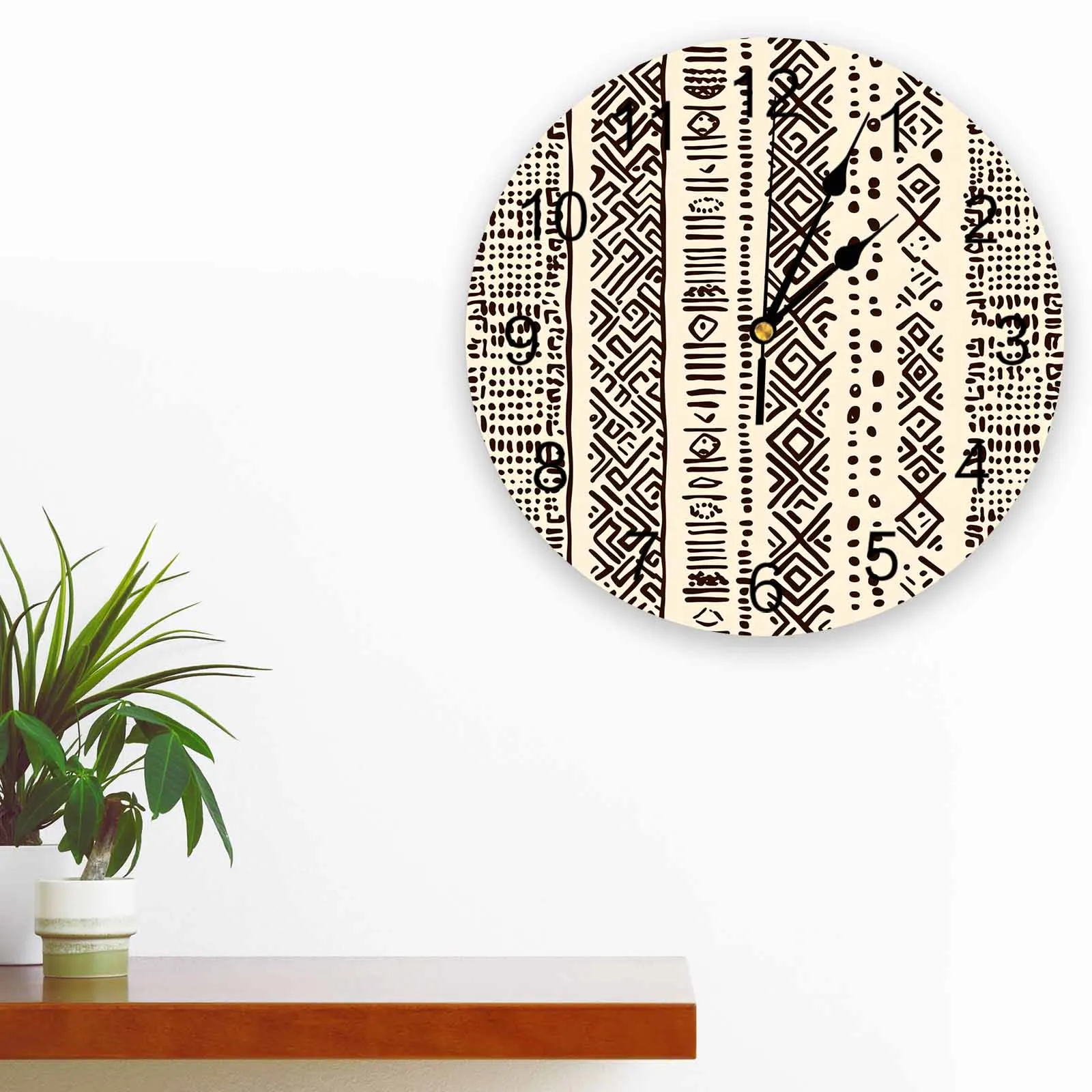 

Vintage Bohemian Lines Wall Clock Large Modern Kitchen Dinning Round Clocks Bedroom Silent Hanging Watch