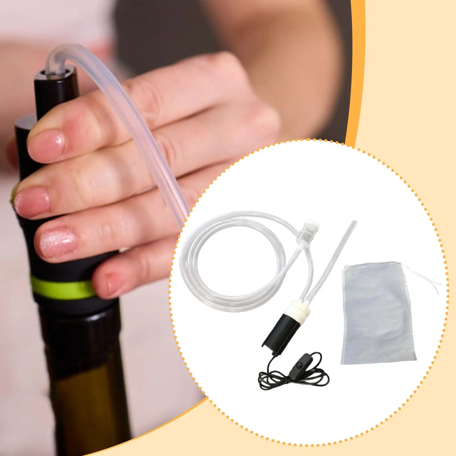 Portable Mini Wine Pump Self Priming Electric Siphon Kit Food Grade Silicone Tube USB Charge Filter Bag for Home Winery